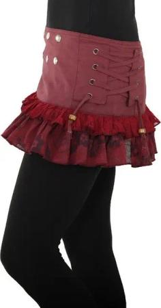 PUREWONDER Wickelrock Damen Rock mit Rüschen sk28 verstellbar