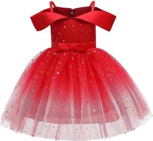AUKUU Jerseykleid Das Kleid des kleinen Mädchens ist ein schulterfreies, flauschiges Kleid, modisch und festlich.