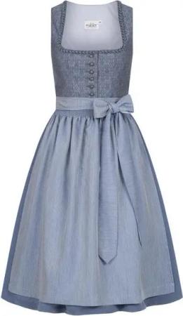 Nübler Dirndl Midi Dirndl Elsa in Rauchblau von Nübler