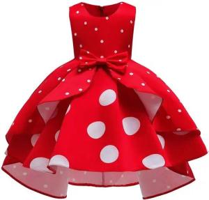 AUKUU Jerseykleid Das Kleid des kleinen Mädchens ist ein gepunktetes Kleid, ein festliches Kleid.