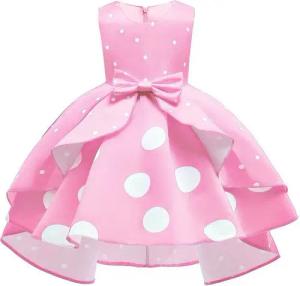 AUKUU Jerseykleid Das Kleid des kleinen Mädchens ist ein gepunktetes Kleid, ein festliches Kleid.