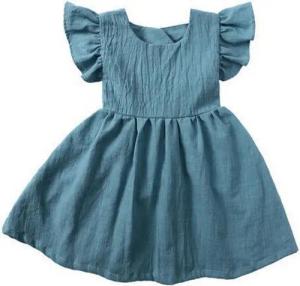 AUKUU Jerseykleid Das Kleid des kleinen Mädchens hat eine Schleife und ist ein luftiges Sommerkleid.