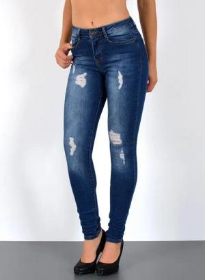 ESRA Skinny-fit-Jeans S600 Damen Skinny Fit Jeans Hose High Waist bis Übergröße