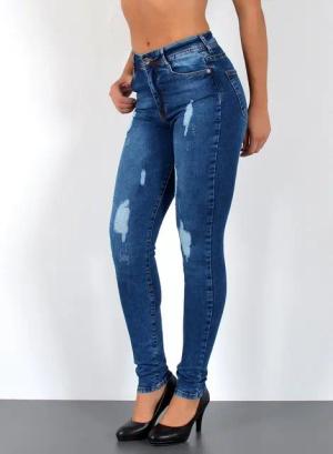 ESRA Skinny-fit-Jeans S600 Damen Skinny Fit Jeans Hose High Waist bis Übergröße