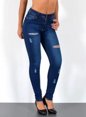 ESRA Skinny-fit-Jeans S600 Damen Skinny Fit Jeans Hose High Waist bis Übergröße