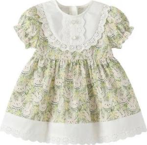AUKUU Jerseykleid Sommerkleid für kleine Mädchen, Kaninchen-Rundhals-Kurzarmkleid