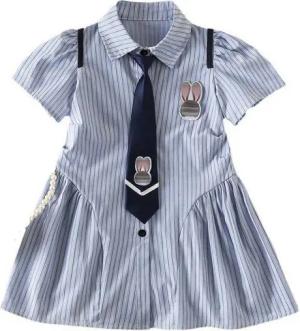 AUKUU Jerseykleid Sommerkleid für kleine Mädchen, kurzärmeliges Kleid, Rock und Krawatte