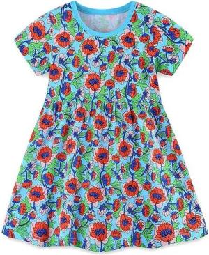 AUKUU Jerseykleid Das Kleid des kleinen Mädchens ist niedlich mit Blumen und ein Sommerkleid.