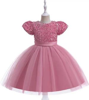 AUKUU Jerseykleid Paillettenkleid für kleine Mädchen, modisches Laufstegkleid