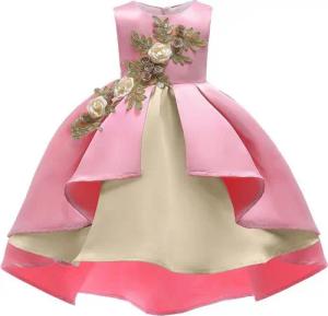 AUKUU Jerseykleid Das Kleid des kleinen Mädchens ist ein ärmelloses, plissiertes Kleid, ein festliches Kleid, ein Bühnenkleid.