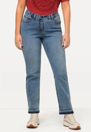 Ulla Popken Regular-fit-Jeans Jeans Mandy Fransensaum weites Bein Stretch
