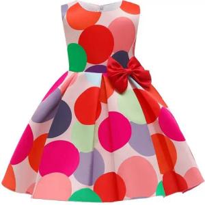 AUKUU Jerseykleid Das Kleid des kleinen Mädchens ist ein ärmelloses Kleid, ein gepunktetes Kleid, ein festliches Kleid.
