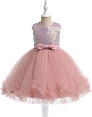 AUKUU Jerseykleid Kleid mit Schleife, ärmelloses Kleid für kleine Mädchen, Anzüge für Piano-Auftritte