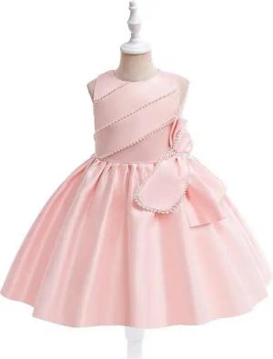 AUKUU Jerseykleid Ärmelloses Kleid mit Schleife, Partykleid, kleines Mädchenkleid