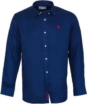 U.S. Polo Assn Langarmhemd Shirt Leinenhemd Button Down Linenshirt