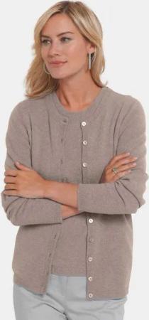 GOLDNER Strickjacke Kaschmirstrickjacke mit Rundhalsausschnitt