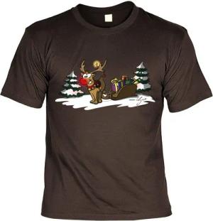 Tini - Shirts Print-Shirt T-Shirt Weihnachten Comic : Rentier mit Schlitten Rudolph Weihnachtsfeier