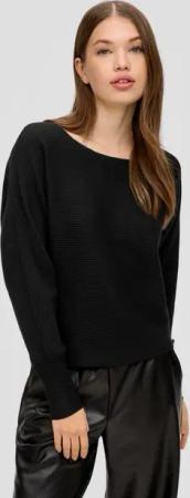 QS Strickpullover Rippstrickpulli mit Fledermausarm
