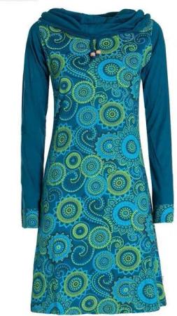 Vishes Jerseykleid Langarm Kleid Schal-Kleid Winterkleider Baumwollkleid Hippie, Goa, Ethno Style