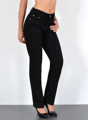 ESRA Straight-Jeans Stretch-Jeans Damen High Waist Jeans Straight Leg Hose Regular G3 Straight Fit Jeans Damen High Waist Gerade Schnitt Jeans bis Übergröße