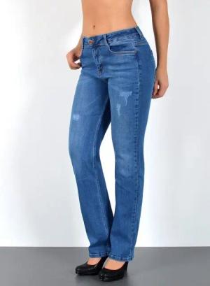 ESRA Straight-Jeans Stretch-Jeans Damen High Waist Jeans Straight Leg Hose Regular G3 Straight Fit Jeans Damen High Waist Gerade Schnitt Jeans bis Übergröße