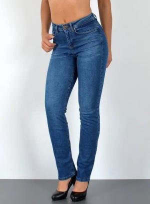 ESRA Straight-Jeans Stretch-Jeans Damen High Waist Jeans Straight Leg Hose Regular G3 Straight Fit Jeans Damen High Waist Gerade Schnitt Jeans bis Übergröße