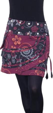 PUREWONDER Wickelrock Damen Rock mit Tasche und Schnürung sk182 Baumwolle Einheitsgröße