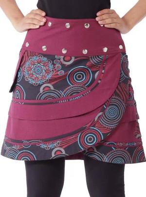 PUREWONDER Wickelrock Damen Rock mit Tasche und Schnürung sk181 Baumwolle Einheitsgröße