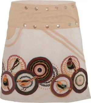 PUREWONDER Wickelrock Damen Rock mit Vögeln sk110 Baumwolle Einheitsgröße