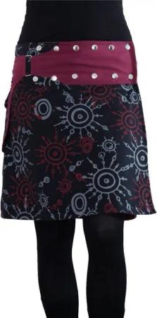 PUREWONDER Wickelrock Damen Rock mit auffälligem Muster und Tasche sk174 Baumwolle Einheitsgröße