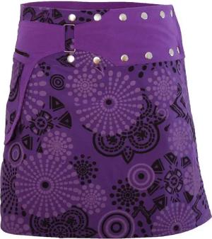 PUREWONDER Wickelrock Damen Rock mit Tasche und Print sk170 Baumwolle Einheitsgröße