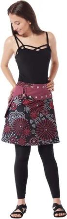 PUREWONDER Wickelrock Damen Rock mit Tasche und Print sk170 Baumwolle Einheitsgröße