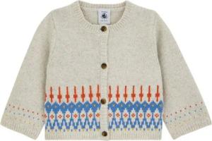 Petit Bateau Strickjacke Petit Bateau Baby Strickjacke Cardigan beige Jacquard Muster