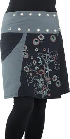 PUREWONDER Wickelrock Damen Rock mit Druckknöpfen und Tasche sk175 Baumwolle Einheitsgröße