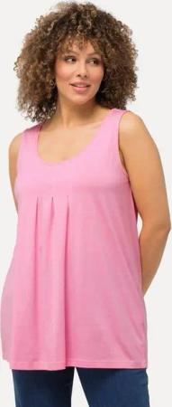 Ulla Popken T-Shirt Top Zierfalten A-Linie Rundhals ärmellos Modal
