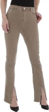 Ital-Design Destroyed-Jeans Damen Freizeit Stretch Bootcut Jeans in Beige