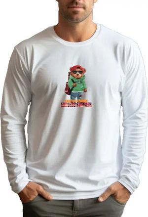 Banco Langarmshirt Rundhalsausschnitt mit hochwertigem Teddyaufdruck Ganzjahresmode