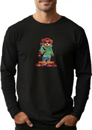 Banco Langarmshirt Rundhalsausschnitt mit hochwertigem Teddyaufdruck Ganzjahresmode