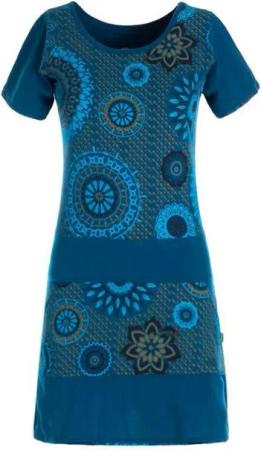 Vishes Sommerkleid Kurzarm Damen Sommer-Kleid Mini-Kleid Tunika-Kleid T-Shirtkleid Guru, Hippie, Ethno Style