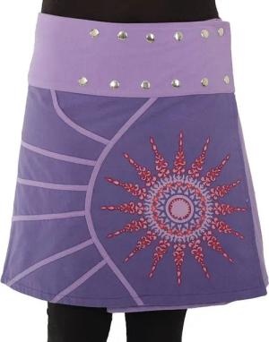 PUREWONDER Wickelrock Damen Rock mit Mandala-Blume bestickt sk193 Baumwolle Einheitsgröße