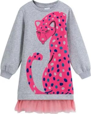 suebidou Midikleid Sweatshirtkleid mit Tüll kombiniertes Kleid mit Leopard