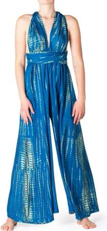 PANASIAM Tunikakleid modernes Hosenkleid Strandkleid aus natürlicher Viskose mit Bindeband Wickelkleid im Tie-Dye Design Jumpsuit Overall Infinity Trägerkleid