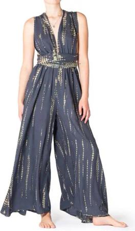 PANASIAM Tunikakleid modernes Hosenkleid Strandkleid aus natürlicher Viskose mit Bindeband Wickelkleid im Tie-Dye Design Jumpsuit Overall Infinity Trägerkleid
