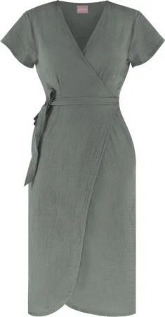 Janice Midikleid Musselin Kleid Chadies Sommerkleid mit Bindeband V-Ausschnitt