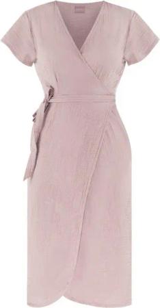 Janice Midikleid Musselin Kleid Chadies Sommerkleid mit Bindeband V-Ausschnitt