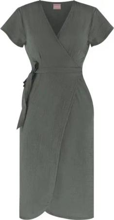 Janice Midikleid Musselin Kleid Chadies Sommerkleid mit Bindeband V-Ausschnitt