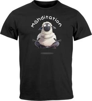 MoonWorks Print-Shirt Herren T-Shirt Mähditation Meditation Yoga Schaf Wortspiel Witz mit Print