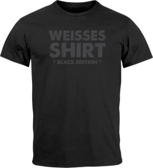 MoonWorks Print-Shirt Herren T-Shirt Weisses Shirt Black Edition Witz Gag Flachwitz mit Print