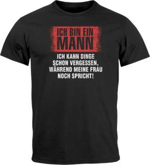 MoonWorks Print-Shirt Herren T-Shirt Fun-Shirt Spruch lustig Ich bin ein Mann Ich kann mit Print