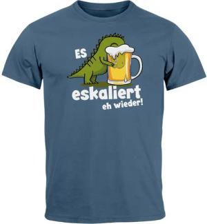 MoonWorks Print-Shirt Herren T-Shirt Alkohol Bier Shirt Es Eskaliert Eh Wieder T-Rex Dino mit Print
